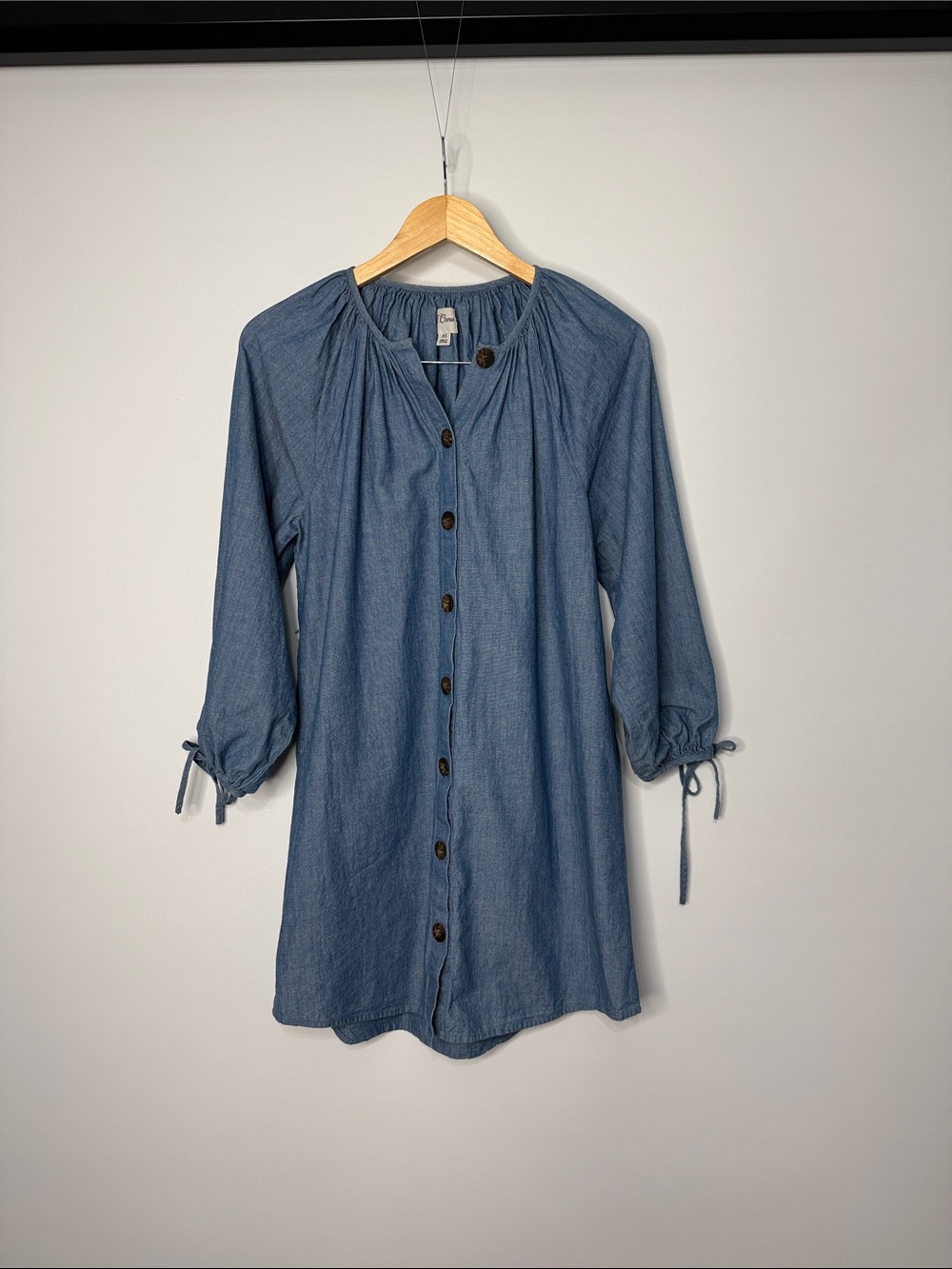 J. Crew Tie-sleeve button-front dress in chambray XS